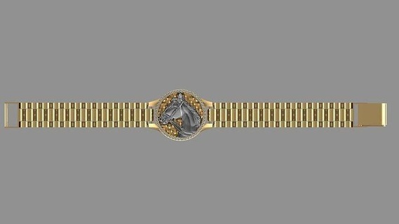 rolex bracelet horse figure animal jewelry sculpture printable gold silver bracelets fahion fusion jewellwry 3d print model - Mito3D
