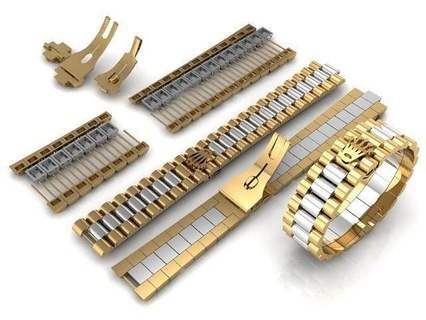 rolex bracelet gold printable silver jewelry fashion beauty watch cad design shayeste men bracelets link jewel swiss ring 3d print model - Mito3D