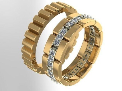 rolex moda uomini anelli gioielleria oro stampabile squillare diamante gioiello nozze Fidanzamento design brillante capi abbigliamento carattere argento gemma 3d print model - Mito3D