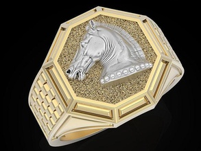 rolex horse man ring sculpture jewelry gold scorpion luxury fashion silver manring printable platinum sterling pendants rings classic jewellery beauty 3d print model - Mito3D