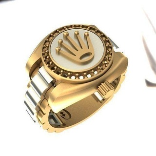 rolex anillo oro hombres joyería anillos joya 3d print model - Mito3D