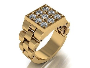 rolex ring jewel gold printable brilliant engagement brand movable diamond beauty fashion women men classical watch wedding beautiful accessory jewelry rings 3d print model - Mito3D
