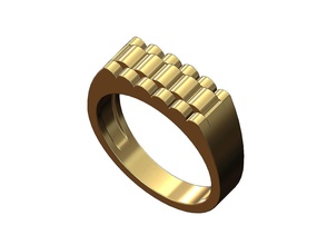 rolex style ring size 6to11 jewelry printable gold silver sterling signet fashion jewellery luxury watch link swiss apparel band geometric men rings 3d print model - Mito3D