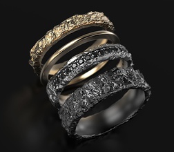 laminación piedras conjunto anillo joyería joya brillante naturaleza elegante plata libra esterlina oro diseño Arte moderno modelo 3d impresión texturado anillos 3d print model - Mito3D