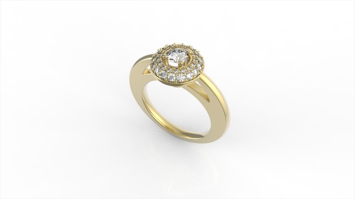 roulement de halo bague en diamant le l'anneau or gem bijoux les anneaux 3D print model - Mito3D