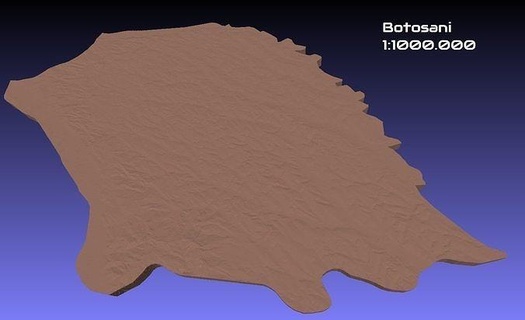 romania 3d map botosani county 1 1000000 stl hobby diy 3d print model - Mito3D