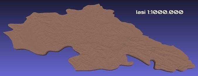 romania 3d map iasi county 1 1000000 stl hobby diy 3d print model - Mito3D