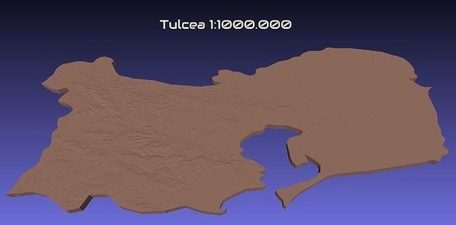 Rumänien 3d Karte Tulcea Bezirk 1 1000000 stl Hobby DIY 3d print model - Mito3D