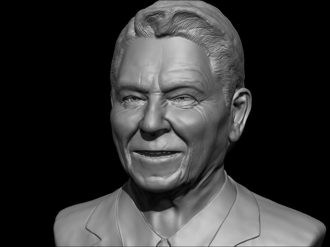 ronald reagan history challenge art zbrush statue president miniatures sculptures bust usa first model 3D print model - Mito3D