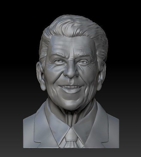 ronald wilson Reagan escultura estatua Arte figurilla figuritas miniaturas decoración deco busto cara retrato hombre esculturas 3D print model - Mito3D