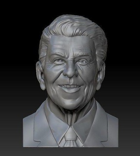 ronald wilson reagan sculpture statue art figurine figurines miniatures decor deco bust face portrait man sculptures 3d print model - Mito3D