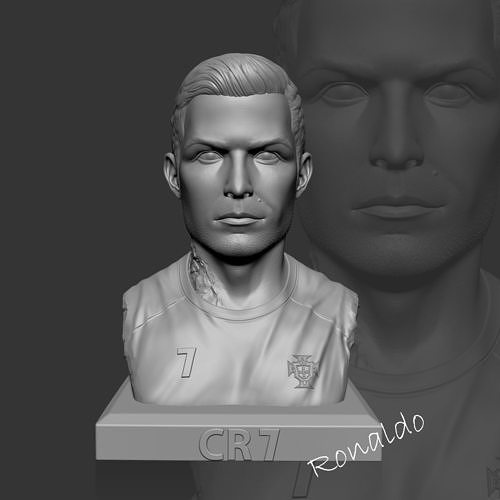 ronaldo portrait face statue man people football soccer art sculptures messi 3D print model - Mito3D