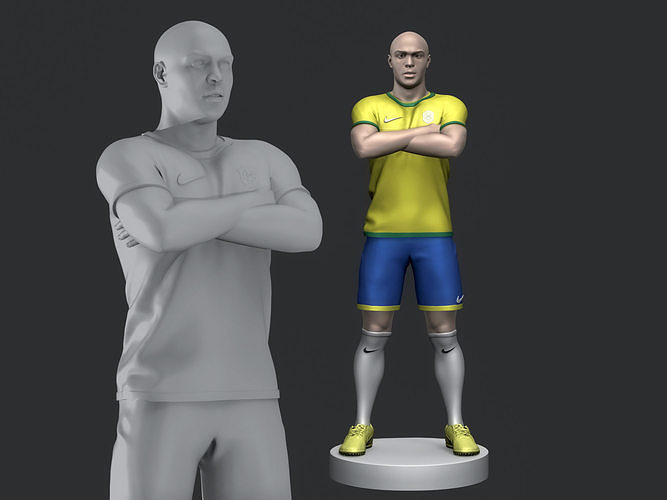 ronaldo nazario 3d printable sport statue football decor decoration artwork stylish miniatures figures figurine character man human barcelona brazil art sculptures 3D print model - Mito3D