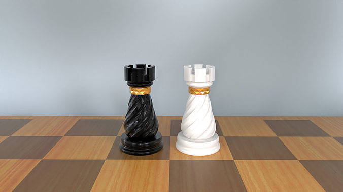 torre 3d luxo xadrez peças impressão modelo peça penhor cavaleiro bispo rainha rei figura jogos conjunto imprimível cnc resina 3D print model - Mito3D