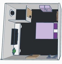 chambre lit bureau maison violet confortable tinkercad 3d print model - Mito3D