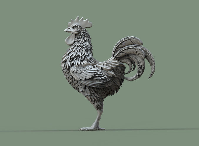coq poulet sculpture statue oiseau poule impression animal art sculptures 3D print model - Mito3D