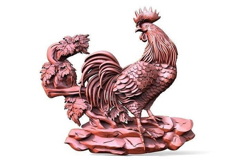 rooster cnc art relief artcam wood deco signs logos 3d print model - Mito3D