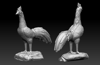 coq combat poulet bécasse poule animal Oeuf nature ferme frit art sculptures 3d print model - Mito3D