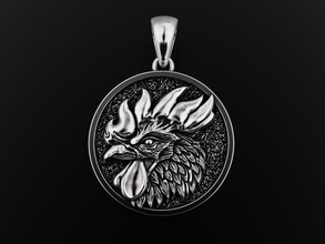 rooster pendant jewelry print 3dprinted jewellery printable design jewel golden fashion printabl printing gold prototyping silver blackening texture pendants 3d print model - Mito3D