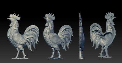coq reliefs 3d impression modèle argent cnc composite bijoux pendentifs or plumes animal aile sculpture oiseau 3d print model - Mito3D