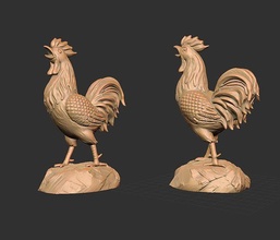 gallo estatua 3d impresión animal arte modelo esculturas 3d print model - Mito3D