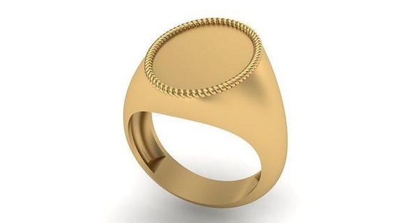 cuerda cable contorno oval sello anillo 18x13 mm joyería joya joyero anillos imprimible oro plata Moda belleza platino diamante León 3d print model - Mito3D