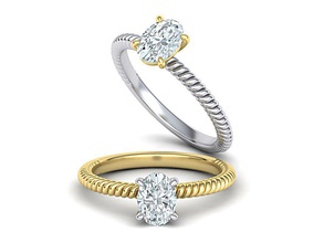Seil-design engagement ring, oval Stein Solitär-ring Schmuck ovaler Seil ring solitaire usa israel Großbritannien Kanada cad diamond solitaire-ring Ringe bedruckbar ist gold-ring moissanite gem swip 3d print model - Mito3D