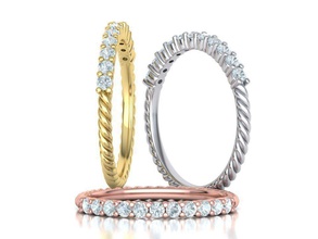 Seil Diamant Band Ring 3D Modell Schmuck Bands Ringe verdrehte Schaft USA Kanada Europa Vereinigtes Königreich brillant 3d print model - Mito3D