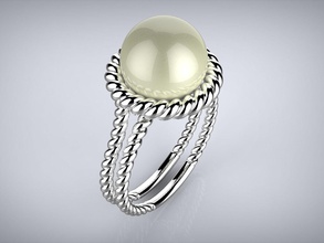 anello di corda 19mm perla gioielli gioiello matrimonio fidanzamento oro disco platino la torsione stampabile stampa cnc prototipazione modello anelli nozze 3d print model - Mito3D