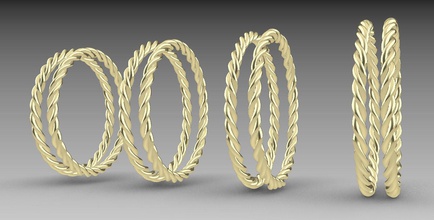 Seil-Ringe-Modell Teil Schmuck Seil ring Luxus custom Runde Mode Silber gold twist Ringe 3d print model - Mito3D