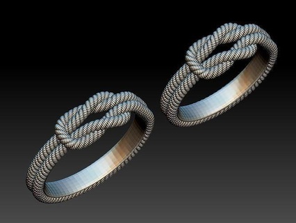 corde bague mariage anneaux paire argent gothique bijoux imprimable 3d print model - Mito3D