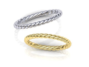 corda banda de casamento torcida anel impressão 3d do modelo jóias estilo anéis eua o canadá 3dprint israel a europa méxico ásia prata 3dprinting delicado 3d print model - Mito3D