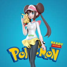 Rosa Pokémon maîtrise fanart enfant figure statue fille mignonne Impression 3D Jeune femelle anime manga Jeu Pikachu sculpture dessin animé art sculptures 3d print model - Mito3D