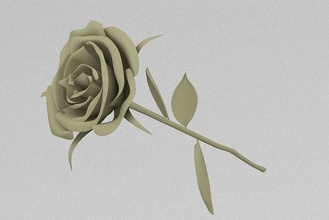 rosa fiore floreale pianta vaso ornamento flora natura cespuglio albero botanico arredamento intaglio casa 3d print model - Mito3D