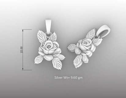 rose branch beautiful necklace girls bunch tree pendant rossy flower phool cnc cad print jewelry silver printable jewellery cam girl women pendants 3d print model - Mito3D