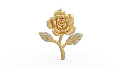 Rose charme pendentif or bijou bijoux argent imprimable diamant femme mode mariage solitaire saphir rubis l'amour pendentifs 3d print model - Mito3D