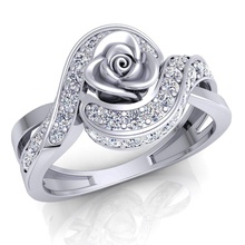 rosa anillo de diamantes 42 joya la boda compromiso joyería imprimible el diamante plata oro moda sterling blanco brillante y belleza collar platino los anillos 3d print model - Mito3D