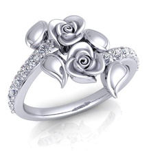rosa anillo de diamantes 43 joya la boda compromiso joyería imprimible el diamante plata oro engagem moda sterling blanco collar colgante y belleza los anillos 3d print model - Mito3D