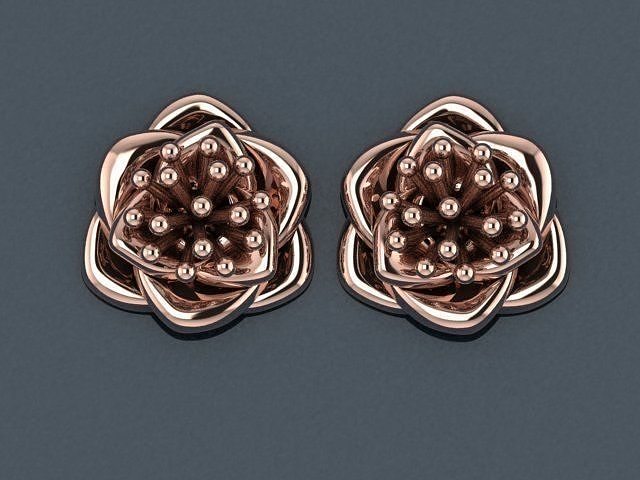 Rose boucle d'oreille argent bijou diamant bague mode fleur bijoux boucles d'oreilles 3D print model - Mito3D