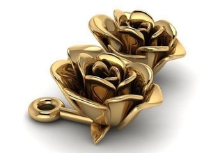 Rose boucles d'oreilles fleur d'or mariage luxe conception argent beauté gemme l'histoire récit antique diamant femmes fille ange mode spécifique imprimable bijoux anneaux 3d print model - Mito3D