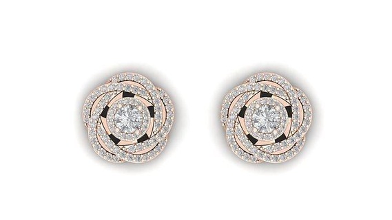 rose earrings jewellery gold silver wedding gem earring puset jewelry 3d print model - Mito3D