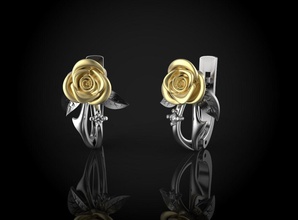 rose earrings earring jewelry gem diamond platinum flower flora silver 3d print model - Mito3D