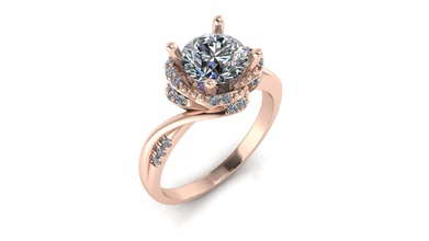 rosa anello di fidanzamento gioielli gemma preziosi stampabile anelli 3d print model - Mito3D