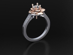 rose anel de noivado jóias subiu o engajamento flor a proposta floral printable diamante anéis 3d print model - Mito3D