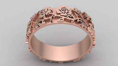 rose flower gold wedding engagement ring jewelry jewellery aliance lotus sakura fashion printable woman girl people human luxury diamond rings 3d print model - Mito3D