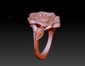 rosa flor anel folhas joalheria mestre modelo comissário bordo joias esmalte argolas 3d print model - Mito3D