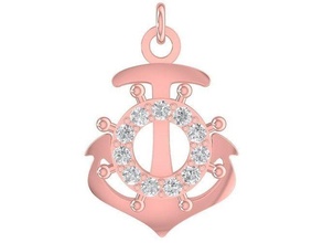 Rosa oro diamante ancla colgante pendiente 3044 joyería joya Moda accesorios mujer unisexo diseño colgantes 3d print model - Mito3D