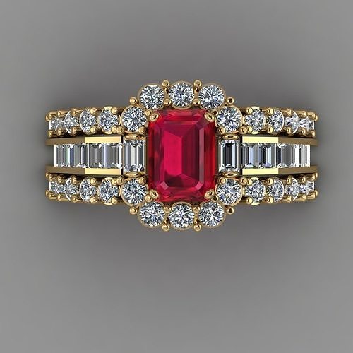 Rosa oro diamante anillo 3d impresión modelo joyería joya imprimible compromiso anillos platino Boda brillante lujo diseño Moda 3D print model - Mito3D