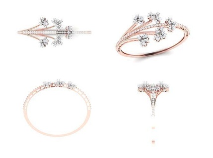 rosa oro diamante donna braccialetto 3d Stampa modello lusso design gioielleria splendente decorazione celebrazione stampabile argento Fidanzamento nozze gemma gioiello platino brillante pendente moda braccialetti 3d print model - Mito3D