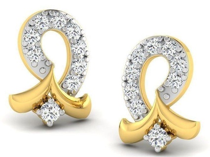 Rose Gold Diamant Frauen Ohrring 3d drucken Modell Luxus Design Schmuck druckbar Silber Juwel Hochzeit Engagement Ohrringe 3d print model - Mito3D